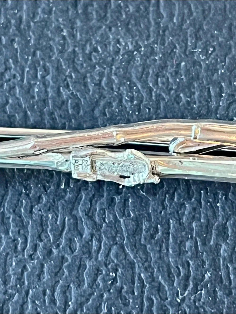 VTG Wells Sterling Silver Ski & Pole Brooch Pin 3” Winter Sport Novelty Lapel
